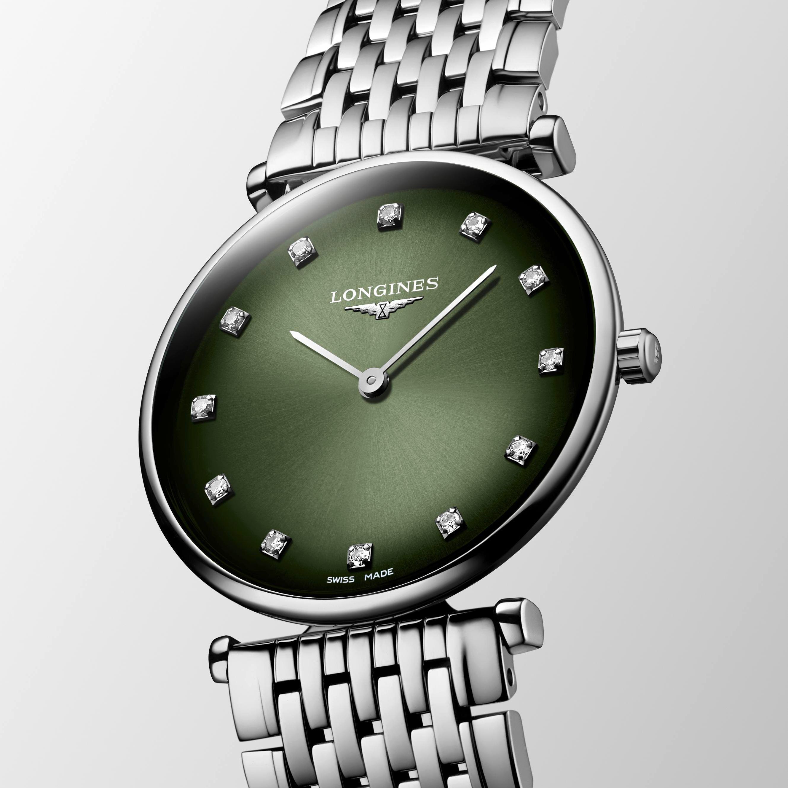 Longines La Grande Classique Quartz Green Dial Stainless Steel Ladies Watch L45124926